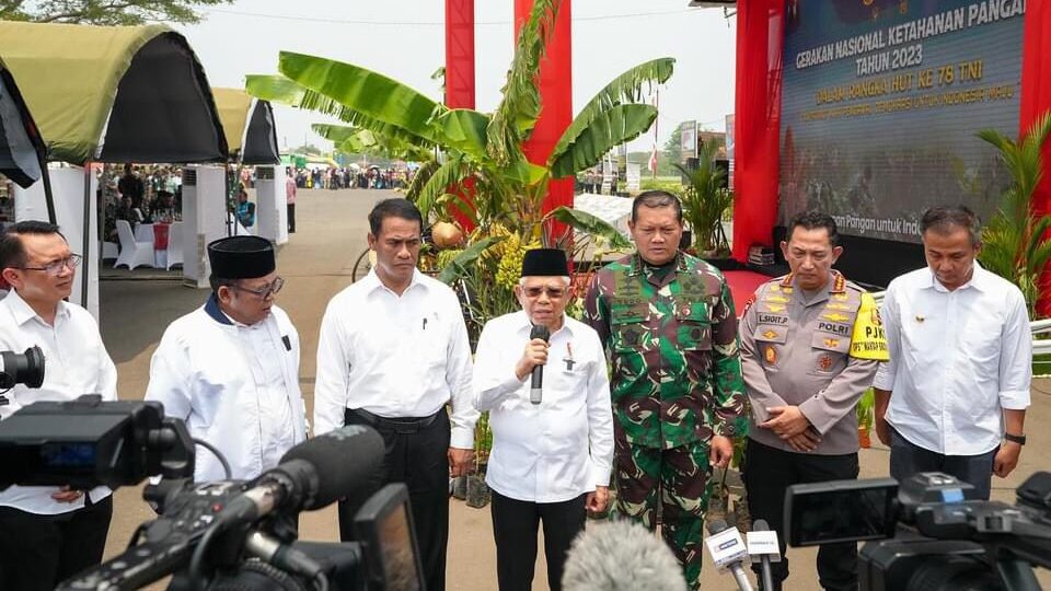 Kapolri dan Panglima TNI Serta Kementan  Dampingi Wapres Menghadiri Giat Gerakan Nasional Ketahanan Pangan Tahun 2023