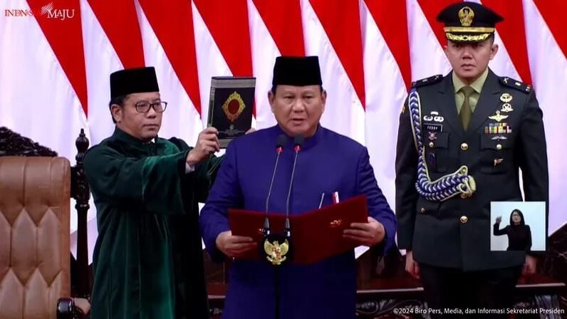 Presiden Joko Widodo Beserta Ibu Iriana Menghadiri Pelantikan Presiden dan Wakil Presiden RI Masa Jabatan 2024-2029